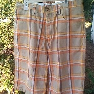 Casual Plaid Shorts with Orange and Tan